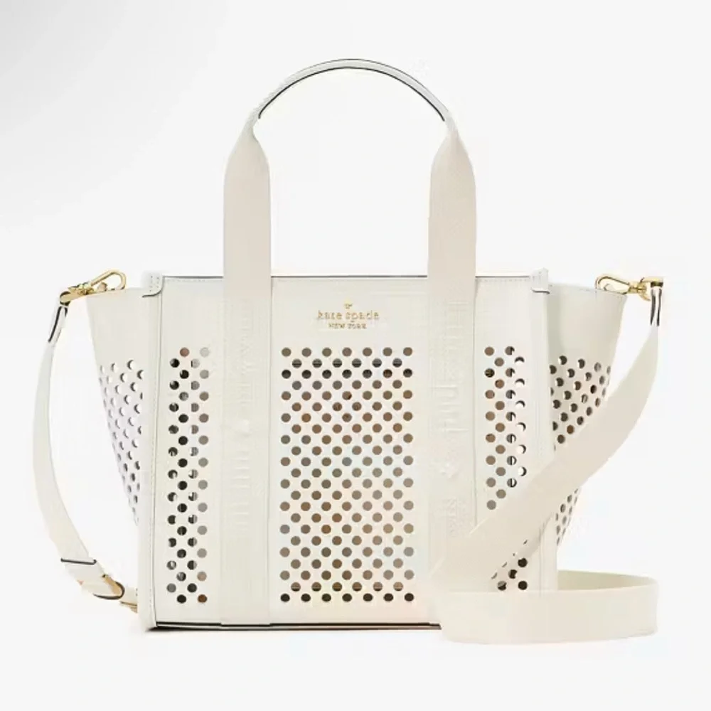 Kate Spade NWT Kip Perforated Leather Tote in Meringue Cream - Picture 1 of 11